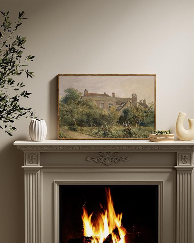 InSimSea Framed Canvas Wall Art Vintage Decor, Home Decor Classical Scenery Landscape Watercolor Paintings, Large Wall Decorations for Living Room Home Farmhouse Bathroom Decor, 16"x24"