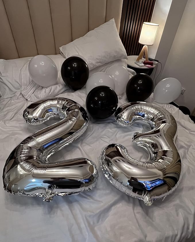 Silver Number 40 Balloon 40 Inch, 40th Birthday Party Decorations for Children, Giant 40 Foil Balloon for Party Supplies