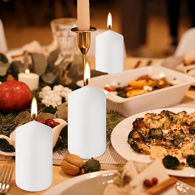 20-Piece White Taper Candles (2x4 inches) | Unscented, Dripless & Smokeless | Clean-Burning Dinner Candles for Weddings, Parties, Dinner Table Decor, Home Dining, Church Ceremonies & Celebrations
