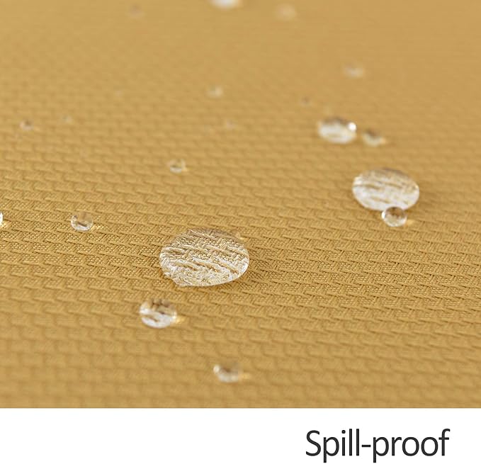 maxmill Round Textured Tablecloth Spill-Proof Wrinkle Free Soft Jacquard Table Cloth for Circular Table Cover, for Dining Room Buffet Banquet Parties Holiday Dinner, 70 Inch, Ochre Yellow