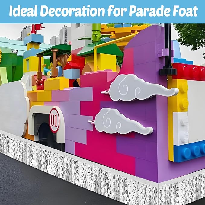 6 Pack 10 Feet Silver Wave Foil Fringe Garland Metallic Tinsel Streamers Banner Wall Hanging Curtain Backdrop for Parade Floats, Mother's Day, Easter, Wedding, Birthday Party Decoration