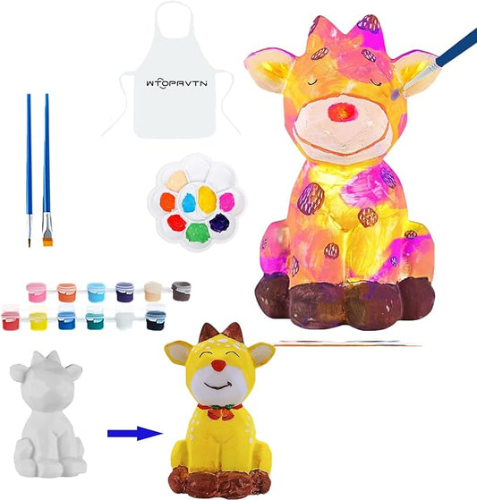 Paint Your Own Lamp - DIY Painting Kit, Painting Kit Arts & Crafts for Kids Ages 8-12, Art Supplies Birthday Easter Party Holiday Gift (Cow)