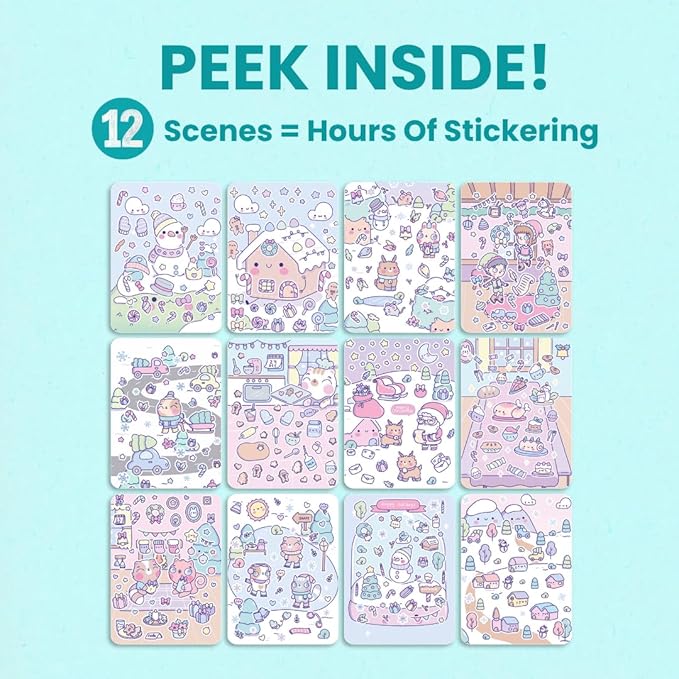 Cupkin Animal Sticker Book Activity for Kids, Toddler Airplane Travel Essentials, 500+ Habitat Stickers for Kids + 12 Scenes + 12 Coloring Book Pages, Animal Lover Gift, Childrens Crafts for Ages 2-8