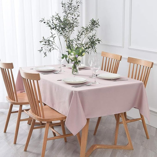 maxmill Textured Tablecloth Stain Resistant Waterproof and Wrinkle Resistant Washable Soft Table Cloth, Fabric Table Cover for Dining Room and Outdoor Use, Rectangle 60 x 120 Inch, Dusty Pink