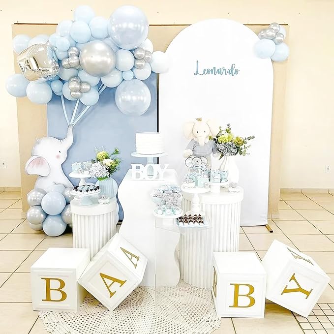 Pastel Blue Balloons, 12 Inch 30 Pcs Light Blue Balloon Baby Blue Latex Balloons Matte Macaron Powder Blue Helium Balloons for Gender Reveal Baby Shower Birthday Wedding Party Decorations