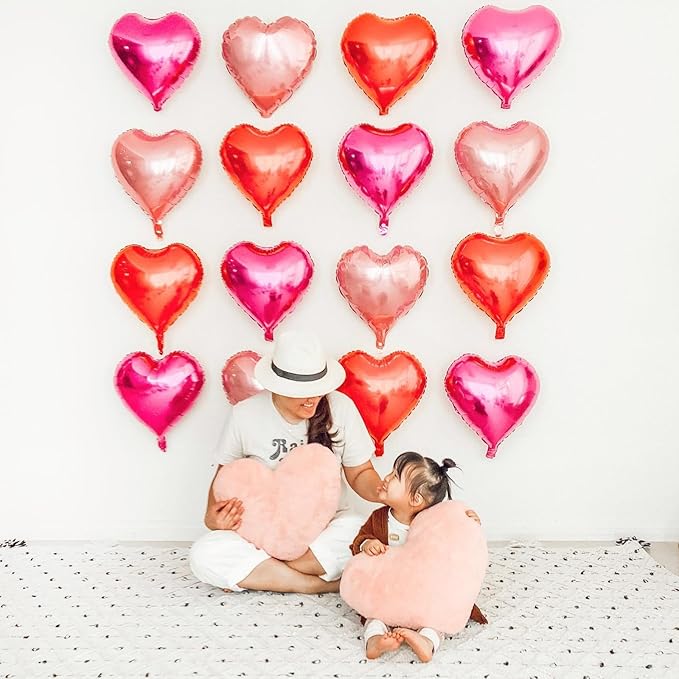 Rose Gold Heart Balloons, 10PCS Heart Shape Balloons, Valentines 18inch Rose Gold Foil Balloon for Helium Valentine Decorations