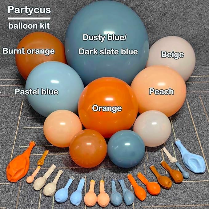 Orange Blue Balloon Arch Kit Double Stuffed Dusty Pastel Blue Burnt Orange Peach Beige Boho Thanksgiving Balloon Garland for Neutral Fall Baby Shower Birthday Bridal Wedding Party Decoration