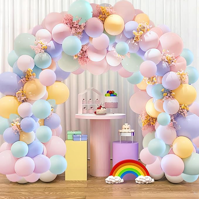Felice Arts Pastel Easter Balloons Garland Kit Macaron Balloons Arch Kit Baby Shower Rainbow Ice Cream Party Supplies Daisy Birthday Party Decorations