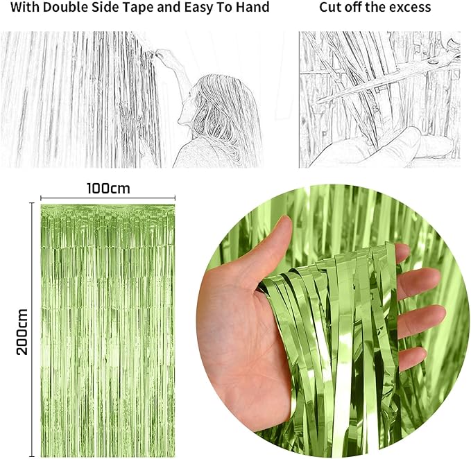 Sage Green Birthday Decorations with Olive Green Fringe Curtain Sash Foil Balloon Eucalyptus White Gold Latex Balloons Happy Birthday Banner for Girls Women Party Decoration