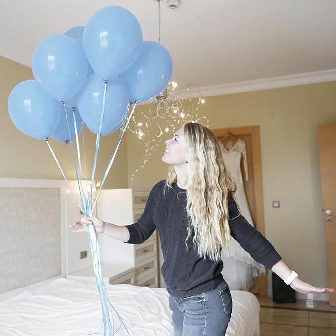 Pastel Blue Balloons, 12 Inch 30 Pcs Light Blue Balloon Baby Blue Latex Balloons Matte Macaron Powder Blue Helium Balloons for Gender Reveal Baby Shower Birthday Wedding Party Decorations
