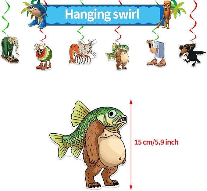 Italian Brainrot Party Decorations Set - Banner, Balloons, Cupcake Toppers, Themed Halloween, Birthday Parties Fun Party Supplies for Celebration