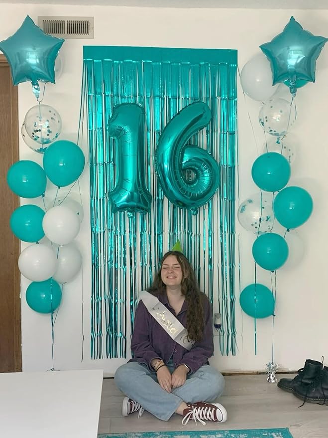 Big Teal Blue 40 Inch 9 Balloon Number, Jumbo Giant 9th 19 29 39 49 99 Birthday Party Decorations, Large Teal Blue Foil Balloons Anniversary Birthday Party Engagement Decorations