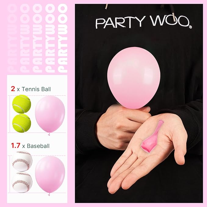 PartyWoo Baby Pink Balloons 100pcs 5 Inch Pastel Pale Light Pink Balloons for Baby Shower Gender Reveal Engagement Bachelorette Wedding Bridal Shower Easter Birthday Party Decorations Pink-Q05