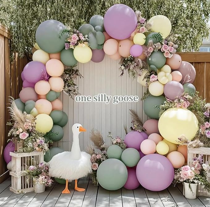 Dusty Green Pink Yellow Balloon Garland Double Stuffed Pastel Pink Yellow Haze Purple Green Floral Pastel Balloons Arch Kit for Birthday Wild Flower Baby Shower Wedding Garden Tea Party Decoration