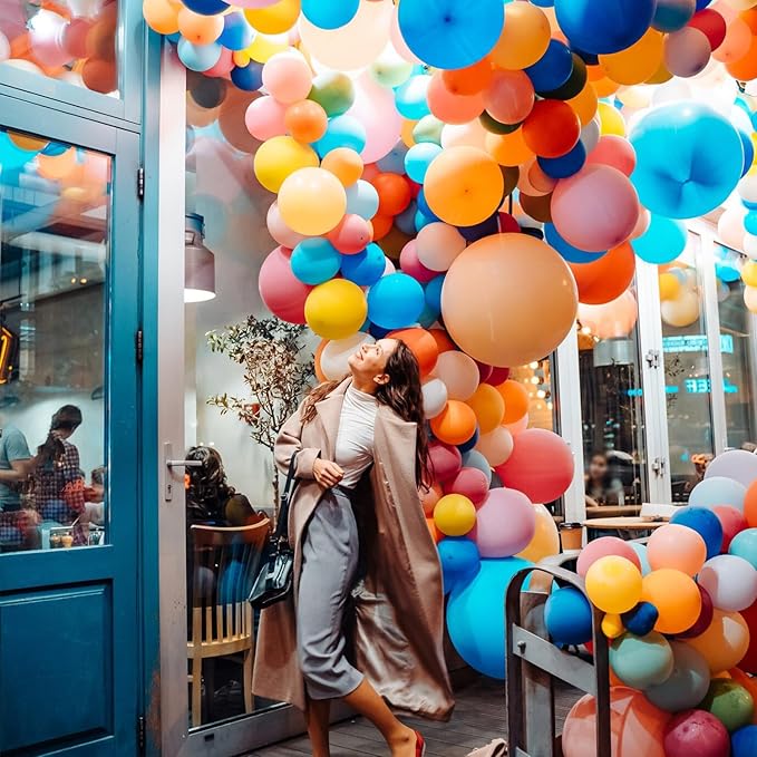 Assorted Rainbow Balloons 10 Pack 36 inch Round Bright Latex Balloons Assorted Colors for Birthday Baby Shower Wedding Party Birthday Decorations Supplies Arch Garland