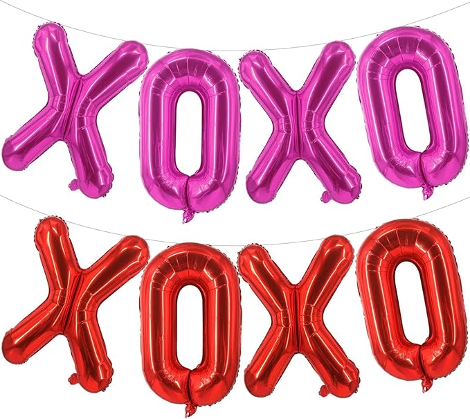 Red XOXO Balloons Pink XOXO Balloons Valentines Day Decorations for for Valentines Day Bridal Shower Wedding Romantic Special Night Party Supplies Decorations
