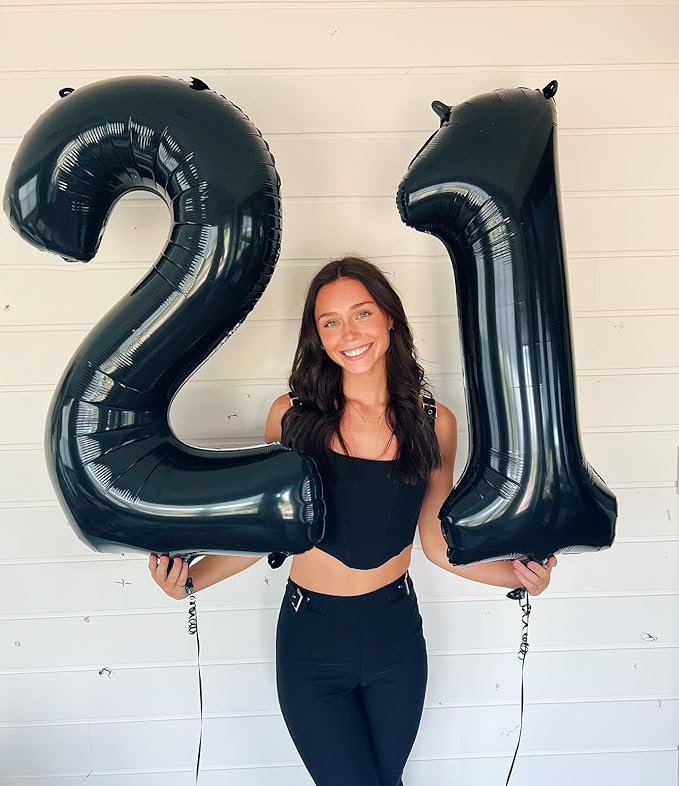 1 Number Balloon for First Birthday, 40 Inch Black One 1st Number Balloon Birthday Decorations for Girl Boy Toddler Baby, 10th 21st, Giant Number 1 Balloon