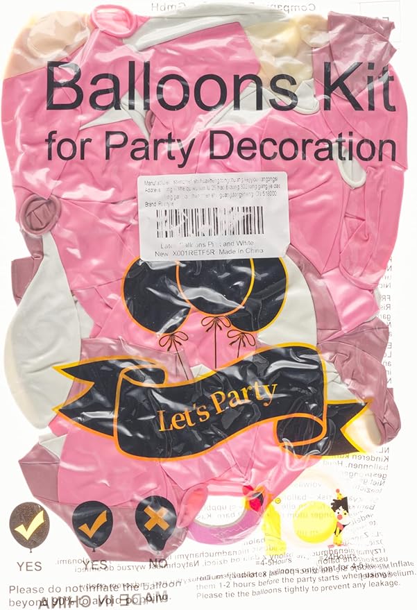 Pink White Rose Party Balloons, 60pcs 12 inch Pink White Rose Gold Confetti Balloons Kit, Pink White Chrome Rose Latex Balloons for Birthday, Wedding, Graduation Party Decorations