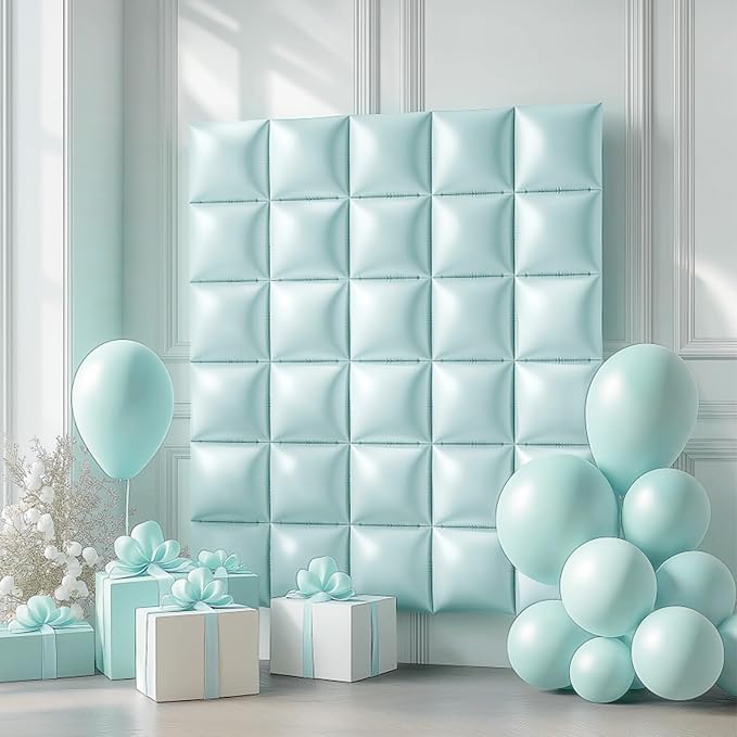 NISOCY 25PCS Pastel Green Square Foil Balloons Wall Backdrop Double Sided Pastel Green Balloons Arch Kit for Birthday Baby Bridal Shower Gender Reveal Easter Wedding Anniversary Party Decorations