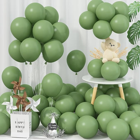 Sage Green Balloons 5 Inch, 60 Pcs Small Eucalyptus Olive Vintage Green Balloon 5'', Mini Matte Dusty Dark Avocado Green Latex Balloons for Birthday Boho Baby Shower Wedding Party Decorations