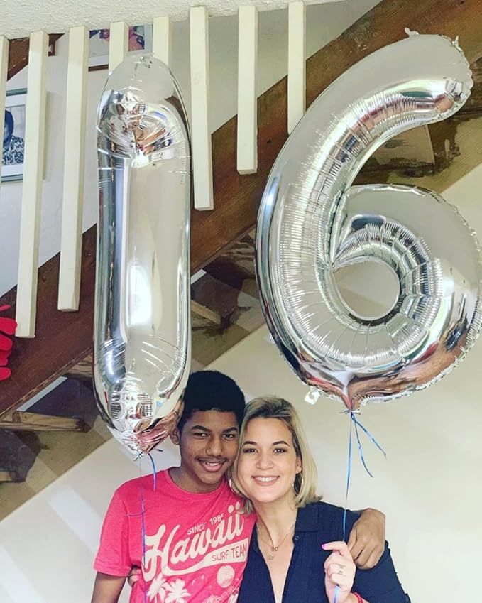 Silver Number 6 Balloon 40 Inch, 6th Birthday Party Decorations for Children, Giant 6 Foil Balloon for Party Supplies