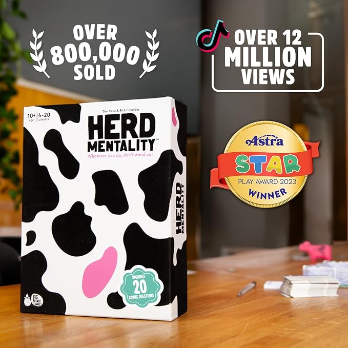Herd Mentality Board Game Bundle – Herd Mentality Game + Moovies & Moosic Game + Original Expansion Pack + Christmas Pack | Funny Family Party Games for Adults, Teens & Kids