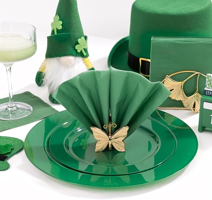 FLOWERCAT 100-Count 2-Ply Dark Green Napkins - Green Napkins Disposable Premium Quality - 5" x 5" Green Paper Napkins for Easter Party & St. Patrick's Day,Bar,Weddings,Birthday