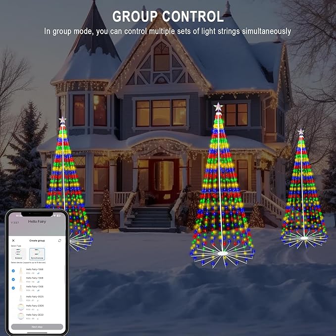10FT 516LEDS Outdoor Lighted Christmas Tree, Smart Cone Tall Pop Up with Star, Timer, Waterproof, APP & Remote, Music Sync, Multicolor/WarmWhite, Outside Xmas Yard Porch Decor