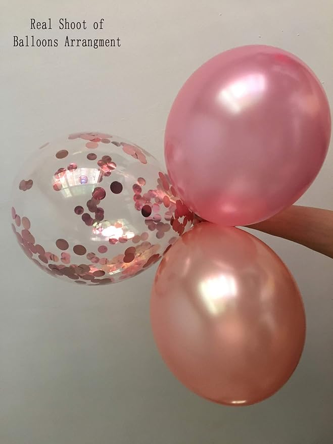 Confetti Balloons Rose Gold Pink Metallic Balloons For Bachelorette Wedding Baby Bridal Shower Birthday Party Decorations 12inch