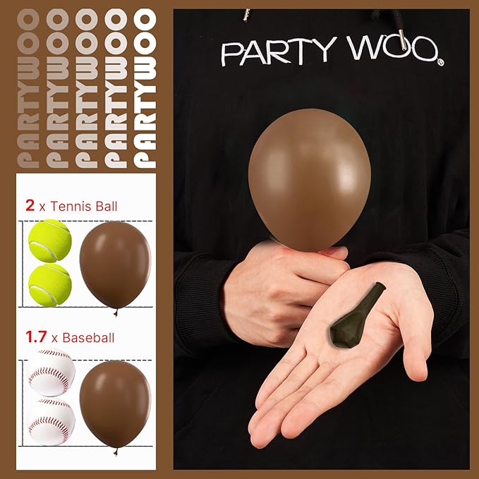 PartyWoo Brown Balloons 100pcs 5 Inch Small Mini Boho Neutral Coffee Tan Fall Latex Balloons for Wedding Baby Shower Gender Reveal Graduation Safari Woodland Birthday Fall Party Decorations Brown-F09