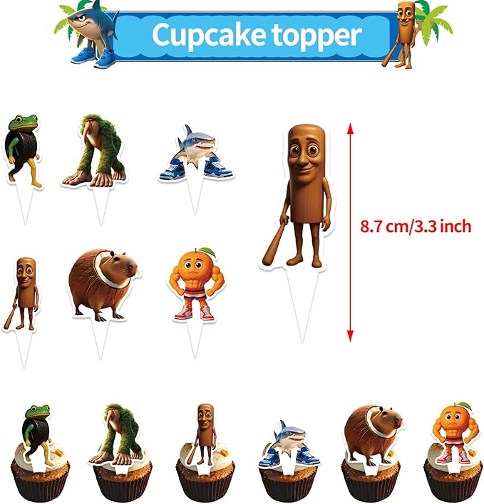 Italian Brainrot Party Decorations Set - Banner, Balloons, Cupcake Toppers, Themed Halloween, Birthday Parties Fun Party Supplies for Celebration