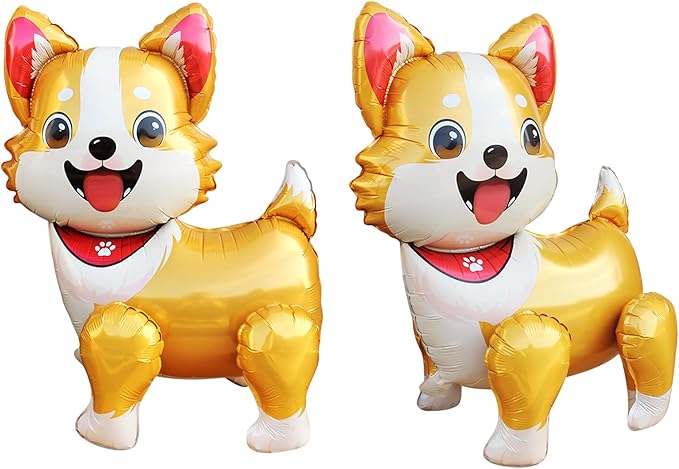 3D Pet Dog Foil Balloons,Puppy Dogs Corgi Standing Animal Party Supplies,Kids Baby Shower Animal Theme Birthday Party Decorations Gifts