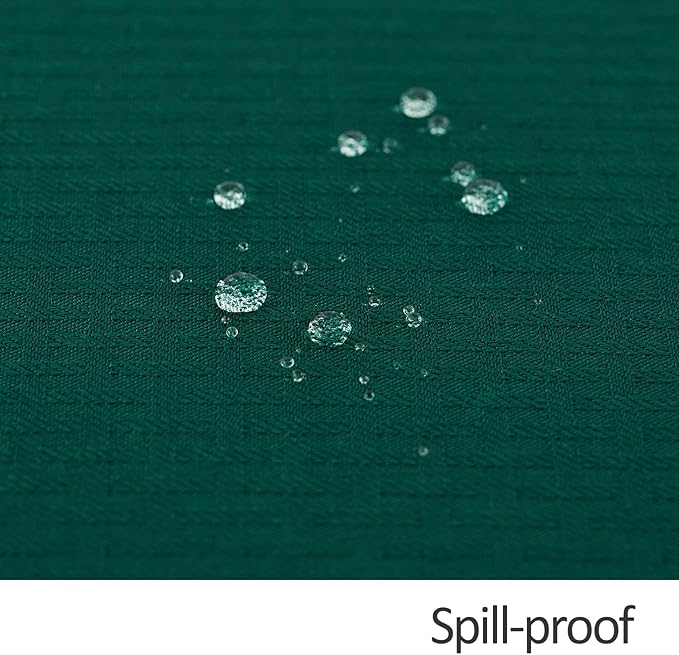 maxmill Round Tablecloth Weaved Texture Design Spill-Proof Wrinkle Free Soft Christmas Table Cloth for Circular Table Cover, for Dining Room Banquet Parties Holiday Dinner, 70 Inch Hunter Green