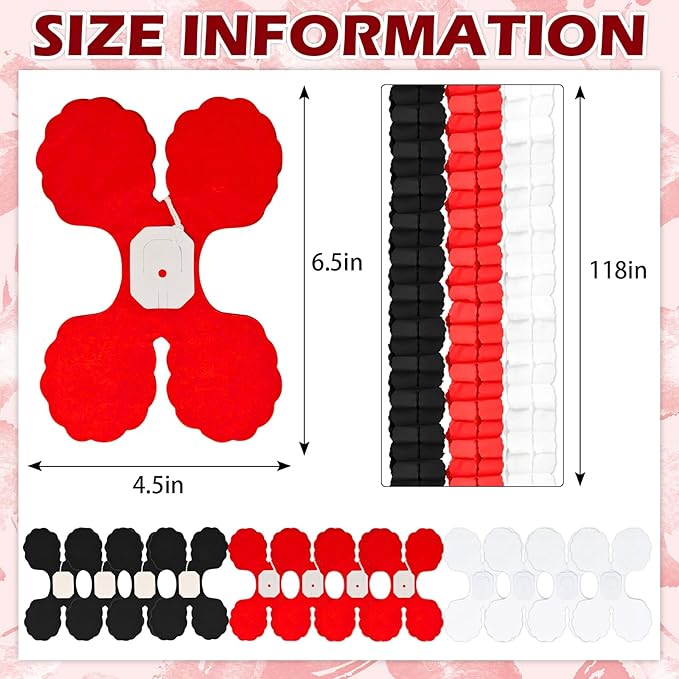 12Pcs Black White Red Party Decorations, Hanging Black White and Red Paper Streamers Garland for Graduation Birthday Baby Shower Wedding Casino Night Christmas New Years Eve Party Backdrop Décor