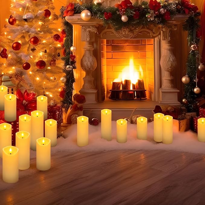 24 Pack Christmas Decoration Flickering Flameless Candles, Battery Operated Candles,LED Candles for Home Decor,Wedding,Halloween,Birthday,Valentine'sDay (D2.2 xH 5" 6" 7" Ivory)