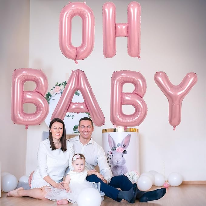 40 Inch Pink Letter Balloon C, Giant Alphabet A - Z Foil Balloon Baby Pink, Self Inflating Pearl Pink Letter Balloon C, Mylar Letter Customize Balloons for Girl Birthday Party Decoration Supplies