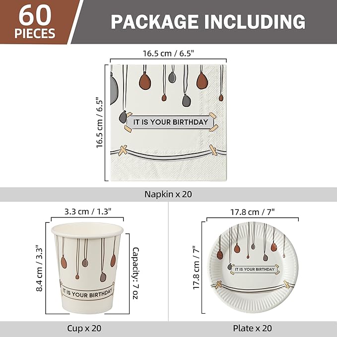 60 PCS It Is Your Birthday Disposable Birthday Party Supplies Set, The Office Merchandise Party Decoration Paper Cups, Plates and Napkins for The Office TV Show Fans Family, Friends and Coworkers