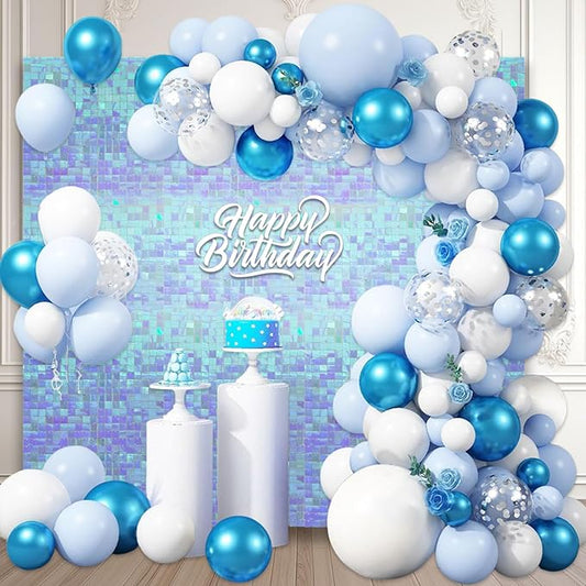 36 PCS Colorful Light Blue Shimmer Wall Backdrop, Square Sequin Photo Backdrops Panel, Glitter Wall Background for Birthdays, Weddings, Engagements, Disco Bachelorette Party Decoration (6x6FT)