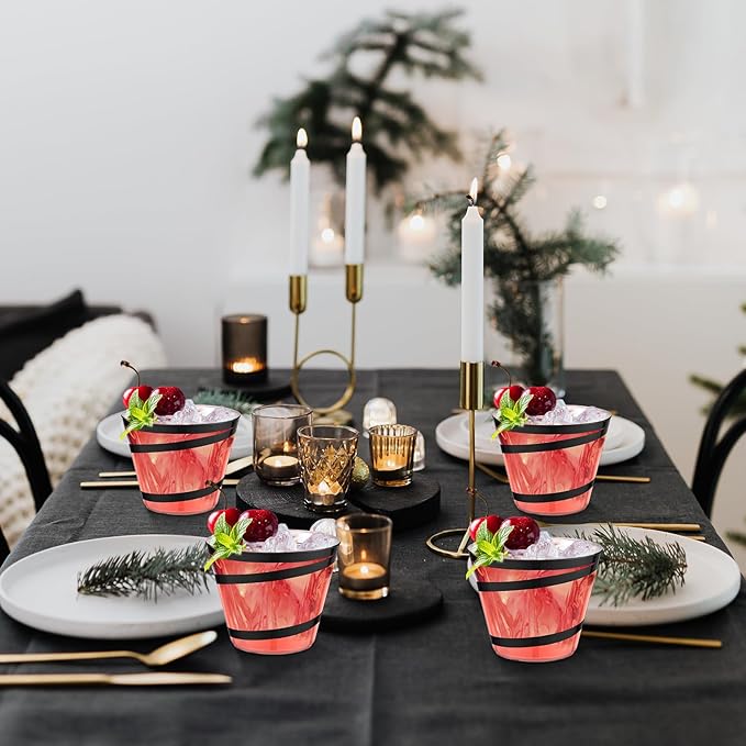 Gejoy 9 oz Rimmed Swirl Plastic Cups Disposable Wine Drinking Cups Clear Elegant Halloween Tumblers for Christmas Party Supplies(Black,100 Pcs)