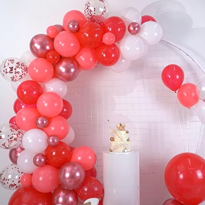 Red Balloons Set 12 Inch Red and White Balloons 35 Pcs Metallic Red Confetti Balloon for Girls Women Valentines Engagement Wedding Confession Bachelorette Bridal Shower Birthday Party Decorations