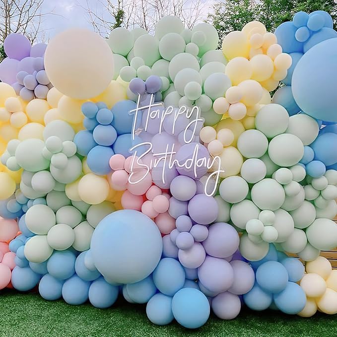 PartyWoo Pastel Balloons 100pcs 12 Inch Pastel Rainbow Latex Balloons for Baby Shower Gender Reveal Engagement Bachelorette Easter Bridal Shower Anniversary Retirement Birthday Party Decorations