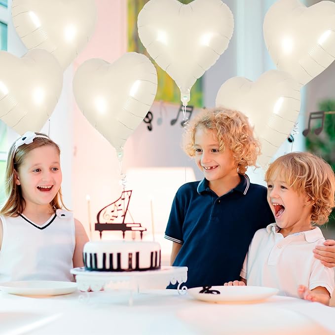 24 Cream Heart Balloons, 18 inch Heart Shape Foil Balloons for Love, Valentine, Birthday, Wedding & Engagement Parties, Baby Showers & Valentine Day Decorations