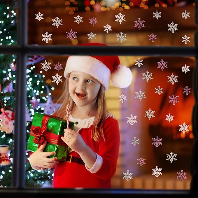 Christmas Snowflake Confetti Decorations,1200Pcs Pink White Silver Confetti Snow Party Pack for Christmas Winter Wonderland Table Centerpieces Wedding Birthday Baby Shower DIY Projects Decorations