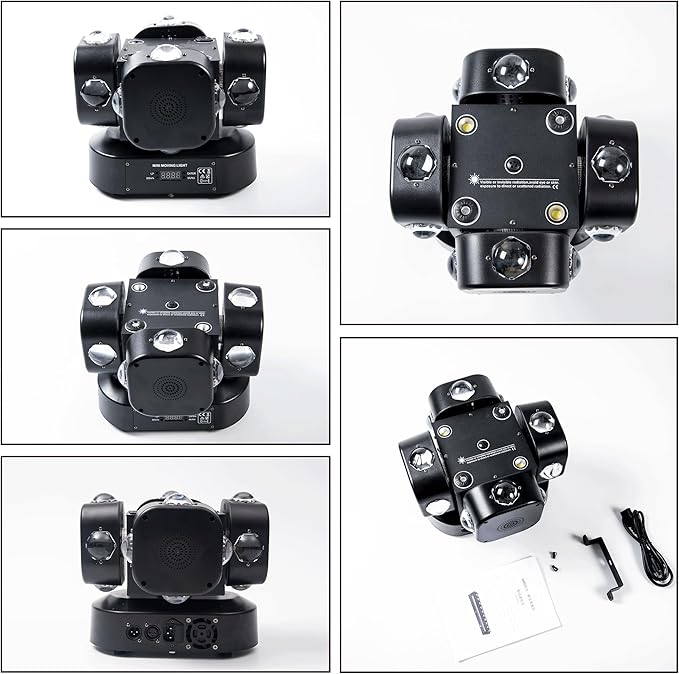 Moving Head DJ Light 16LEDs Rotating Beam Lights Stage Light DJ Lighting Led Pinspot Lights Uplighting Ligh-ts Sound Activated Dmx512 Light for DJ KTV Disco Party Wedding Concert Festival