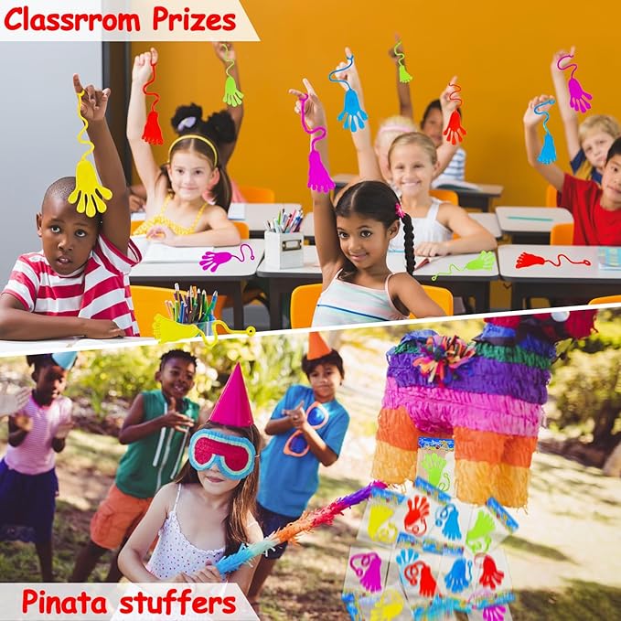 24pcs Sticky Hands Feet for Kid Party Favor Easter Egg Filler Goodie Bag Stuffer Treasure Box Toy Classroom Prize Student Return Gift Bag Stuff Bulk Toy Pinata Filler Small Favor Slap Hand Supplies