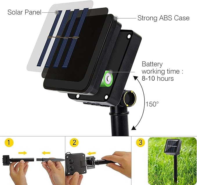 Solar String Strawberry Lights Outdoor 100 LED 40Ft Multi-Color Christmas Fairy Lights with 8 Lighting Modes, Waterproof Solar Lights Outdoor for Garden Christmas Wedding Party Xmas Tree Decoration