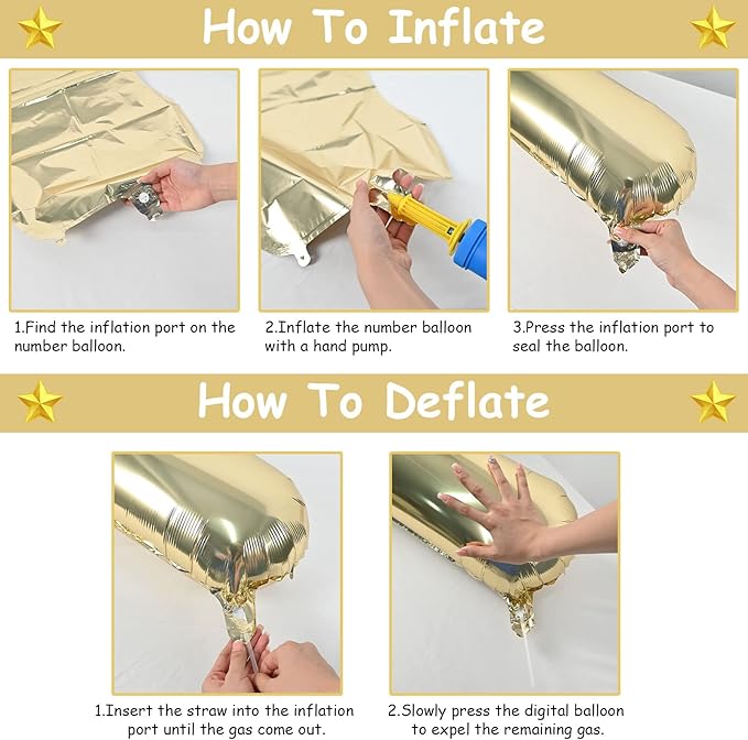 Champagne Gold Foil Balloon Number 4, 40'' Giant Self Inflating Number Balloons Set 0-9, Large Light Gold Number 4 Helium Balloon for Girls Boys 4th Birthday Anniversary Party Decorations Supplies