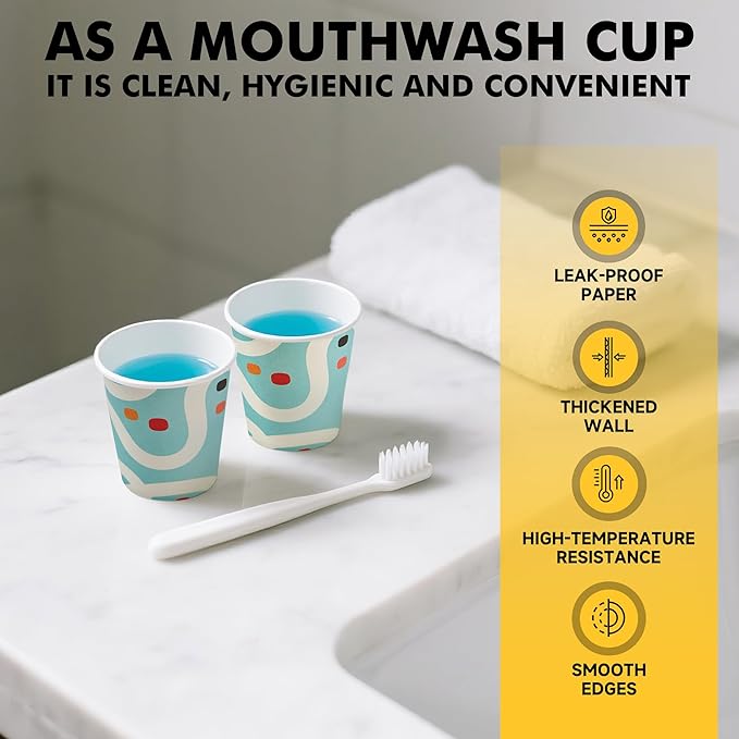 RACETOP [300 Pack] Paper Cups 3 oz, Bathroom Cups 3 oz, Disposable Bathroom Paper Cups, Small Mouthwash Cups, Ideal for Party