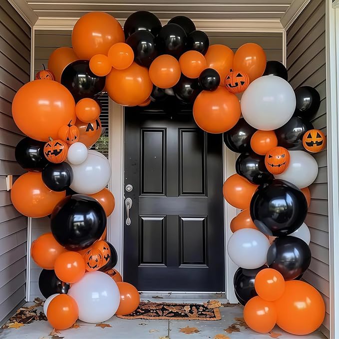 Orange Black White Balloons, 60 Packs 12 Inch Halloween Party Balloons, Black and Orange Helium Balloon with Confetti Balloons for Happy Halloween Wedding Birthday Baby Shower Party Decorations