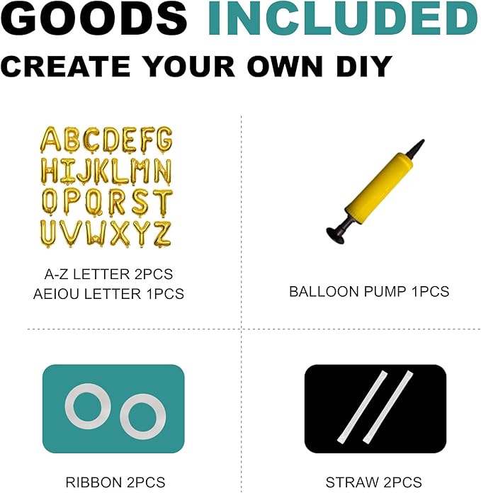 58 PCS Letter Balloons Alphabet Letters 2 Sets A- Z & 1 Sets AEIOU 16 - Inch Mylar Foil Balloons Set for Wedding/Birthdays/Annivs/Grads party Decoration Banner Custom Phrase (Gold)